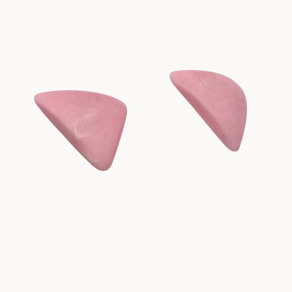 VTG Retro 80's Style Pink Triangle Stud Earrings Geometric Barbie Y2K Party Fun - Picture 3 of 10